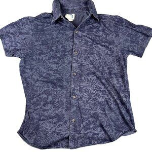 Trunks Surf & Swim Co Men's Button Up Shirt Size Small Navy Tropical Print